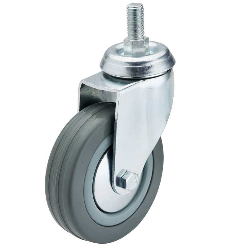 DR-65480 — Swivel Bolt Fixing Rubber Castor, 100mm Diameter, S.W.L. 80kg