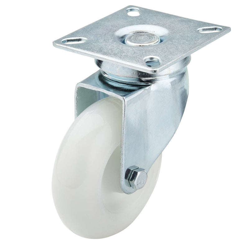 DR-65497 — Swivel Plate Fixing Nylon Wheel, 75mm Diameter, S.W.L. 70kg