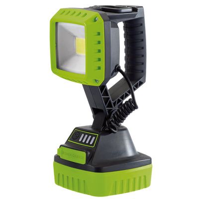 DR-90033 — COB LED Rechargeable Work Light, 10W, 1,000 Lumens, Green, 2 x 2.2Ah Batteries