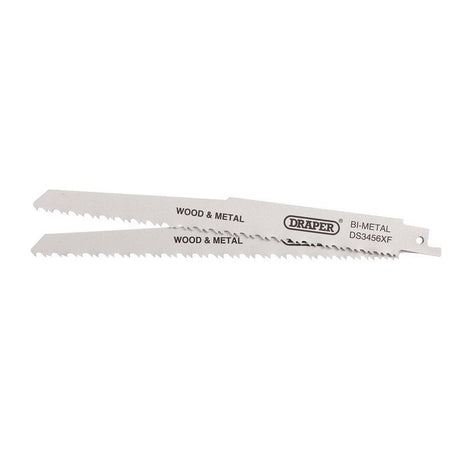 Draper DS3456XF Bi - metal Reciprocating Saw Blades for Multi - Purpose Cutting, 200mm, 6 - 12tpi (Pack of 2) - (43065) - DR-43065 - Draper - Trade Counter Direct