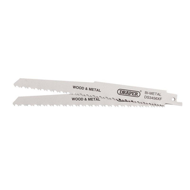 Draper DS3456XF Bi - metal Reciprocating Saw Blades for Multi - Purpose Cutting, 200mm, 6 - 12tpi (Pack of 2) - (43065) - DR-43065 - Draper - Trade Counter Direct