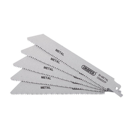 Draper DS922VF Bi - metal Reciprocating Saw Blades for Metal, 150mm, 10 - 14tpi (Pack of 5) - DR-43463 - Draper - Trade Counter Direct