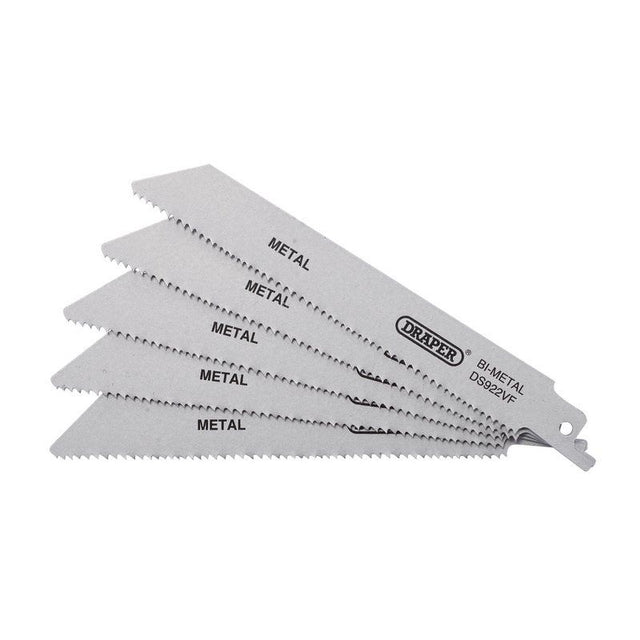 Draper DS922VF Bi - metal Reciprocating Saw Blades for Metal, 150mm, 10 - 14tpi (Pack of 5) - DR-43463 - Draper - Trade Counter Direct