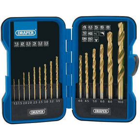 Draper EBS15HSS Metric Titanium Nitride Coated HSS Drill Bit Set (15 Piece) - (18549) - DR-18549 - Draper - Trade Counter Direct