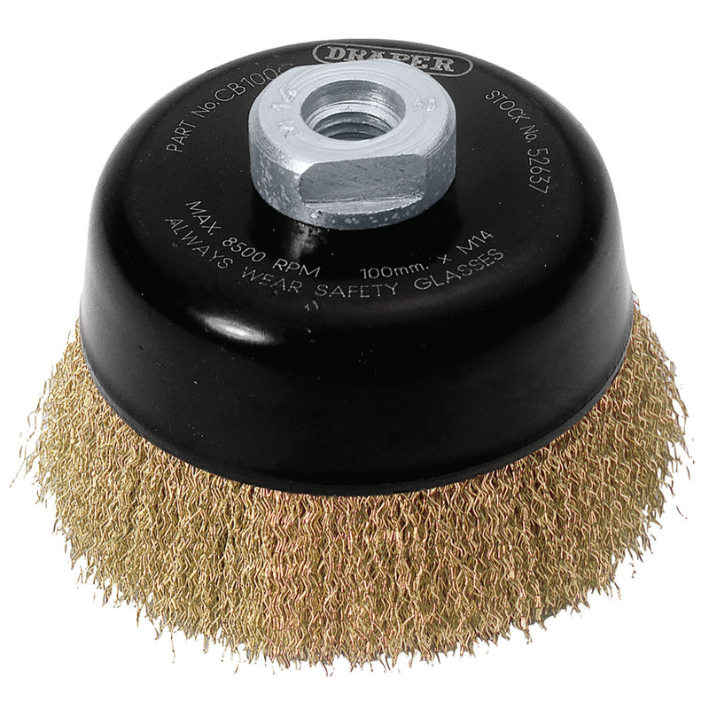 Draper Expert Brassed Steel Crimped Wire Cup Brush - DR-52637 - Draper - Trade Counter Direct