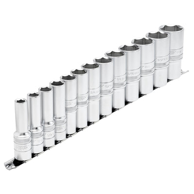 Draper Expert Imperial Deep Socket on a Metal Rail, 1/2" Sq. Dr. (13 Piece) - DR-16500 - Draper - Trade Counter Direct