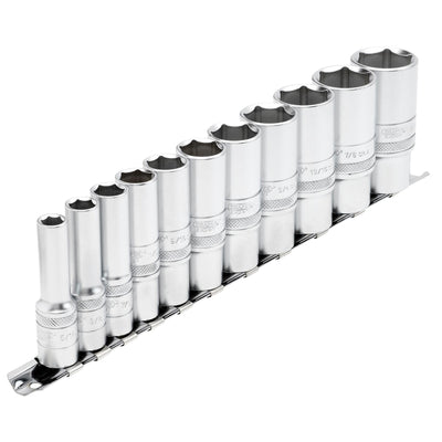 Draper Expert Imperial Deep Socket Set on a Metal Rail, 3/8" Sq. Dr. (11 Piece) - DR-16495 - Draper - Trade Counter Direct
