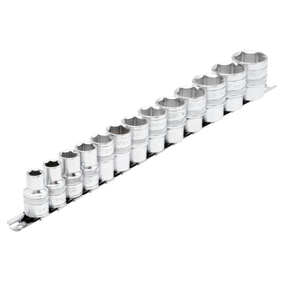 Draper Expert Imperial Socket on a Metal Rail, 1/2" Sq. Dr. (13 Piece) - DR-16498 - Draper - Trade Counter Direct
