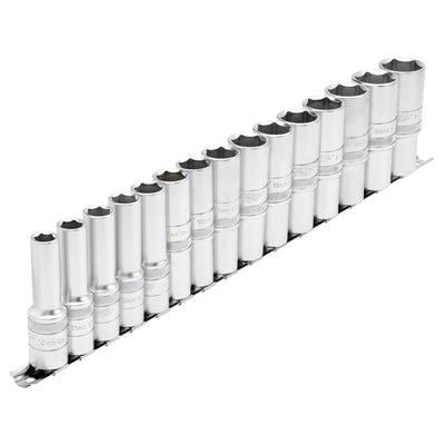 Draper Expert Metric Deep Socket on a Metal Rail, 1/2" Sq. Dr. (15 Piece) - DR-16499 - Draper - Trade Counter Direct