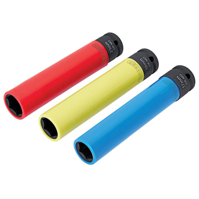 Draper Extra Long Alloy Wheel Nut Socket Set, 1/2" Sq. Dr. 150mm (3 Piece) - DR-07121 - Draper - Trade Counter Direct