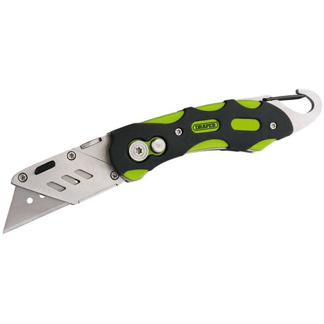 Draper FTKC/OG Folding Trimming Knife with Belt Clip, Green/Orange - (24424) - DR-24424 - Draper - Trade Counter Direct