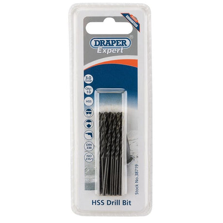 Draper H29MC HSS Drill Bit, 3.0mm (Pack of 10) - DR-38719 - Draper - Trade Counter Direct