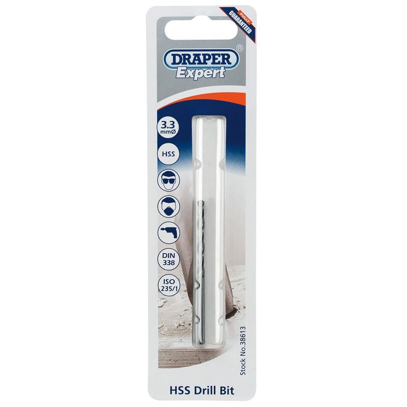 Draper H29MPB HSS Drill Bit, 3.3mm - (38613) - DR-38613 - Draper - Trade Counter Direct