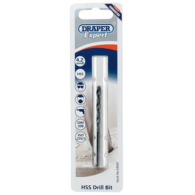 Draper H29MPTS/B 4.2mm HSS Twist Drill for 5 x 0.8 Taps - (53033) - DR-53033 - Draper - Trade Counter Direct