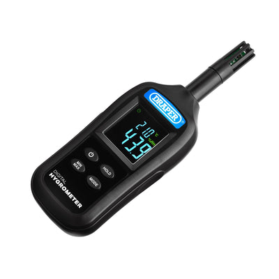 Draper Handheld Digital Hygrometer - Humidity and Temperature Meter, 0-100% RH and -20 to +70°C - DR-12444 - Draper - Trade Counter Direct