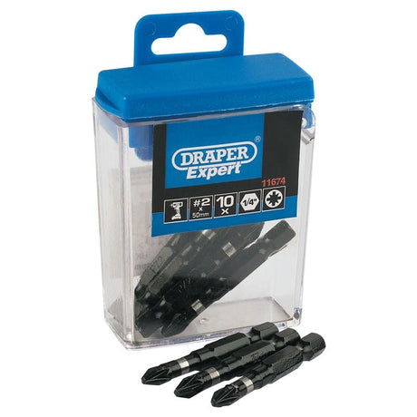 Draper IBPZ2/50 PZ Type Impact Bits, No.2 x 50mm (10 Piece) - DR-11674 - Draper - Trade Counter Direct