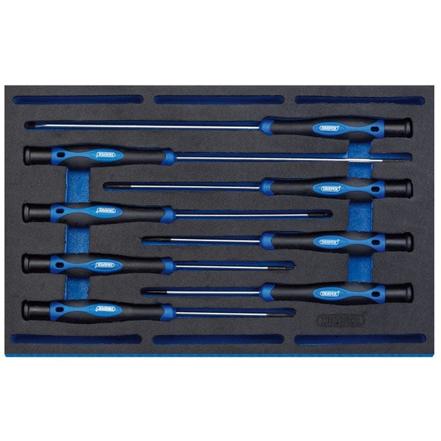 Draper IT - EVA14 Extra Long Precision Screwdriver Set in 1/4 Drawer EVA Insert Tray (8 Piece) - DR-63399 - Draper - Trade Counter Direct