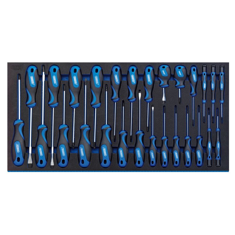 Draper IT - EVA17 Soft Grip Screwdriver Set in Full Drawer EVA Insert Tray (27 Piece) - (63406) - DR-63406 - Draper - Trade Counter Direct