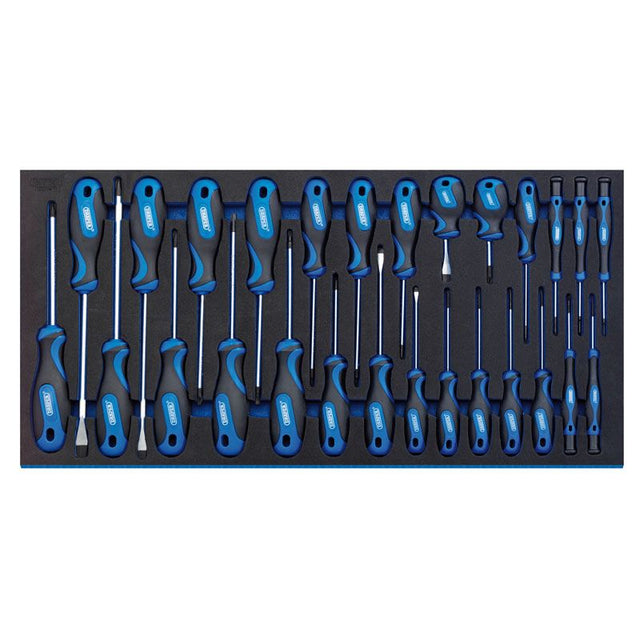 Draper IT - EVA17 Soft Grip Screwdriver Set in Full Drawer EVA Insert Tray (27 Piece) - (63406) - DR-63406 - Draper - Trade Counter Direct