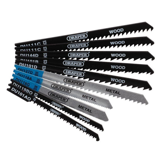 Draper JSBCU10B Assorted BIM and HCS Jigsaw Blade Set for Wood and Metal (10 Piece) - (43470) - DR-43470 - Draper - Trade Counter Direct