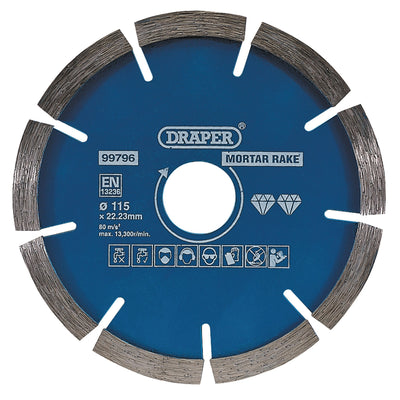 Draper Mortar Raking Diamond Blade, 115mm - DR-99796 - Draper - Trade Counter Direct