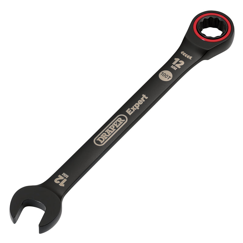 Draper Expert HI-TORQ® Metric Ratchet Combination Spanner, 12mm, Black