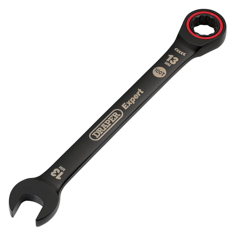 Draper Expert HI-TORQ® Metric Ratchet Combination Spanner, 13mm, Black