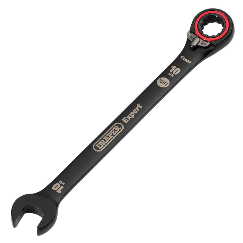 Draper Expert HI-TORQ® Metric Reversible Ratchet Combination Spanner, 10mm, Black