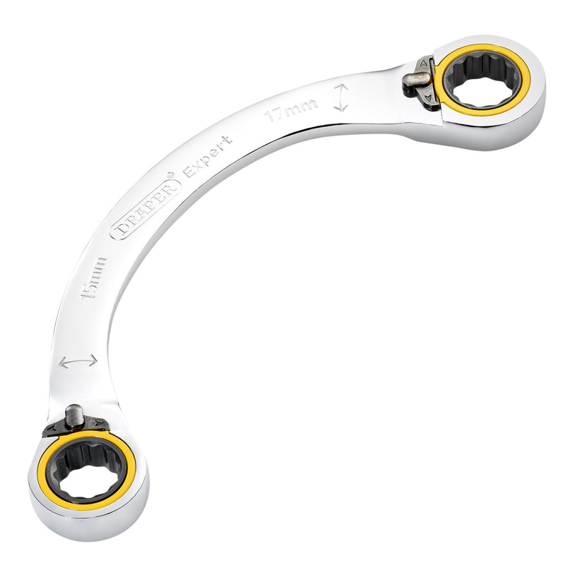 Draper Expert HI-TORQ® Double Ring Ratchet Half Moon Spanner, 15 x 17mm