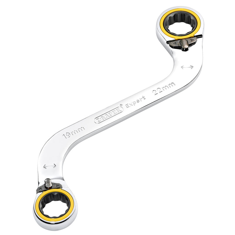 Draper Expert HI-TORQ® Double Ring Ratchet S-Shape Spanner, 19 x 22mm