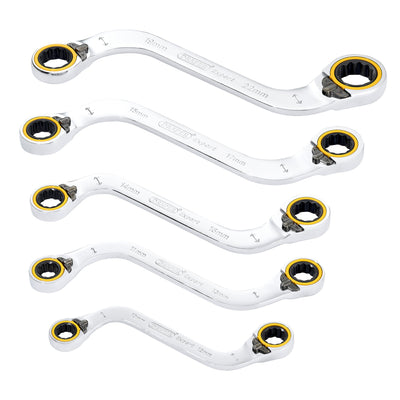 Draper Expert HI-TORQ® Double Ring Reversible Ratchet S-Shape Spanner Set (5 Piece)