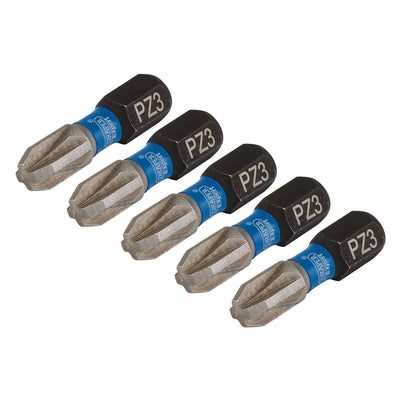 Draper Expert PZ-Type Impact Screwdriver Bits, No.3 x 25mm, 1/4" Hex (Pack of 5)