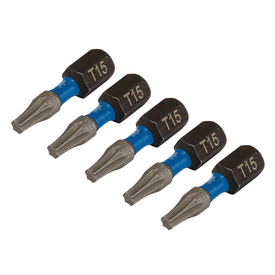 Draper Expert TX-STAR® Impact Screwdriver Bits, T15 x 25mm, 1/4" Hex (Pack of 5)