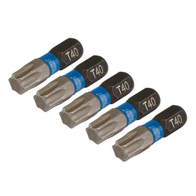 Draper Expert TX-STAR® Impact Screwdriver Bits, T40 x 25mm, 1/4" Hex (Pack of 5)