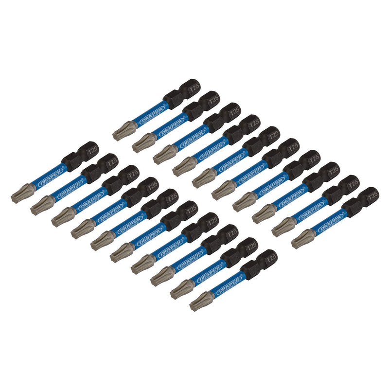 Draper Expert TX-STAR® Impact Screwdriver Bits, T25 x 50mm, 1/4" Hex (Pack of 20)