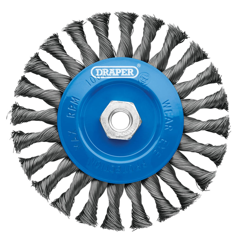 Steel Twist-Knot Flat Wire Wheel Brush, 150mm, M14