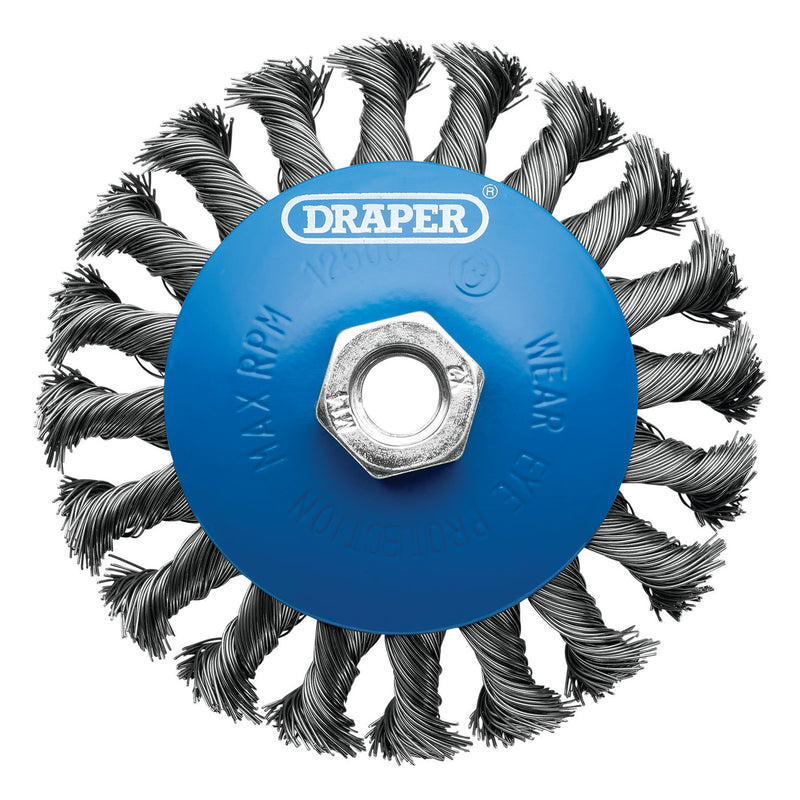 Steel Bevelled Twist-Knot Wire Wheel Brush, 115mm, M14