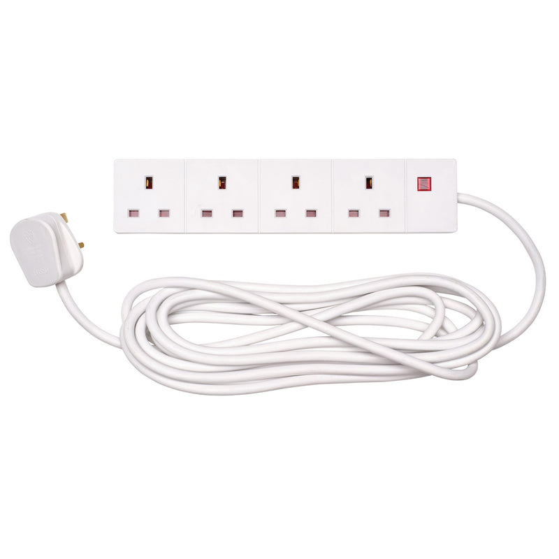 Four Socket Extension Lead with Neon Indicator, 5m