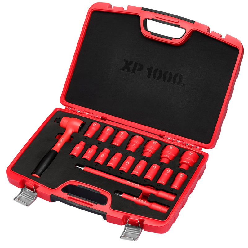 XP1000® VDE Metric Socket Set, 1/2" Sq. Dr. (19 Piece)