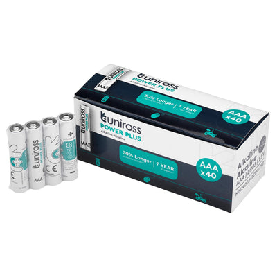 Uniross LR03 AAA Power Plus Alkaline Batteries (Pack of 40)