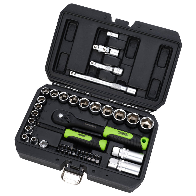 Draper HI-TORQ® Metric Socket and Bit Set, 1/4" and 3/8" Sq. Dr. (48 Piece)
