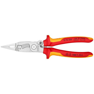 KNIPEX 13 96 200 SB Pliers for Electrical Installation Insulated with Multi-Component Grips, 200mm