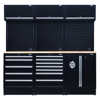 BUNKER 14 Piece Modular Storage Combo with Hardwood Worktop, 2040mm