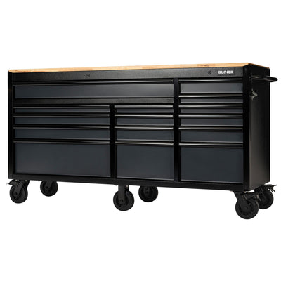 BUNKER 15 Drawer Workbench Roller Tool Cabinet, 72", Grey