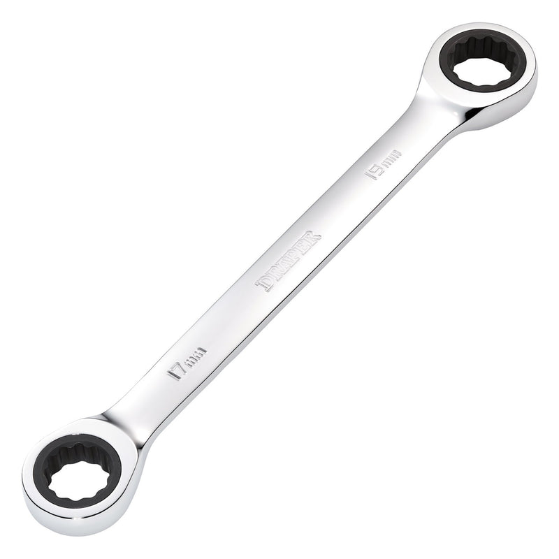 Draper HI-TORQ® Metric Double Ratchet Ring Spanner, 17 x 19mm