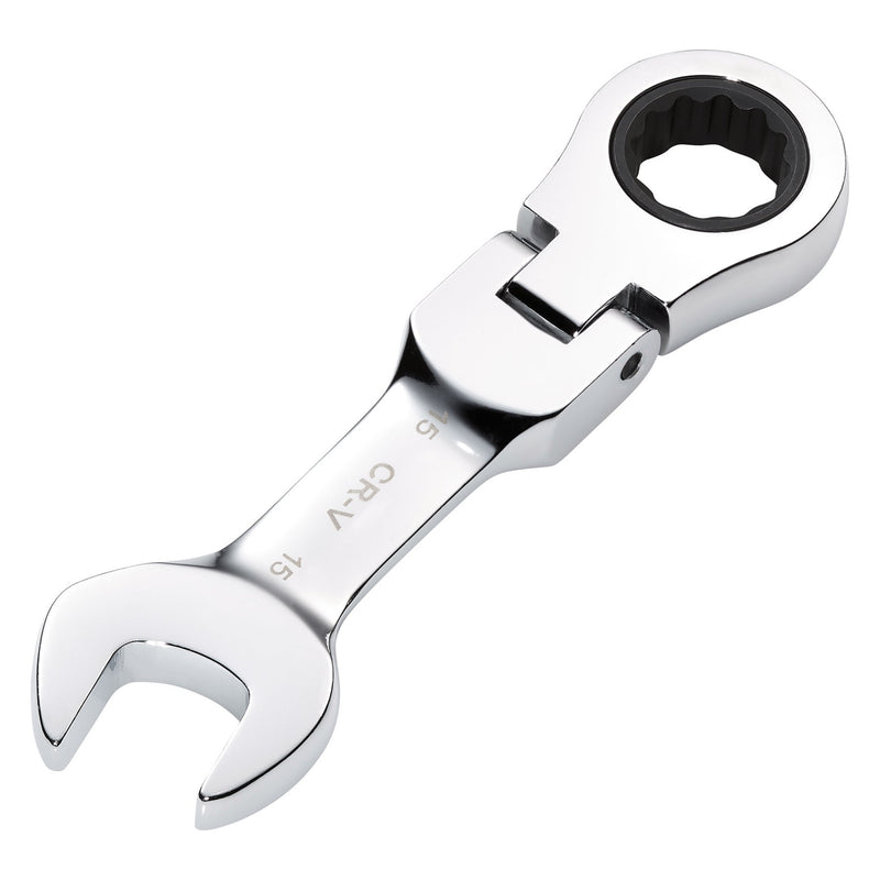 Draper HI-TORQ® Metric Stubby Flexible Head Ratchet Combination Spanner, 15mm