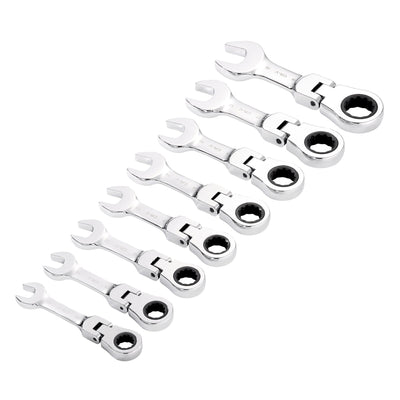 Draper HI-TORQ® Metric Stubby Flexible Head Ratchet Combination Spanner Set, 10 - 19mm (8 Piece)