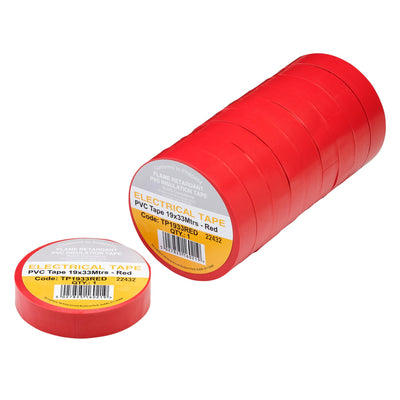 Red PVC Electrical Insulation Tape, 19mm x 33m (Pack of 10)