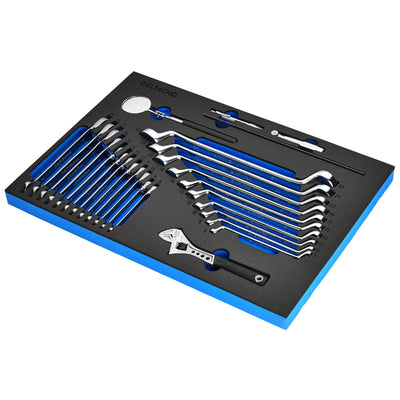 Ring Spanner and Open End Ratchet Set in EVA Foam Inlay (27 Piece)