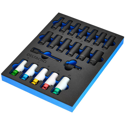 Impact Socket Set in EVA Foam Inlay, 1/2" (20 Piece)